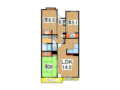 ISM南柏(3LDK/1階)の間取り写真