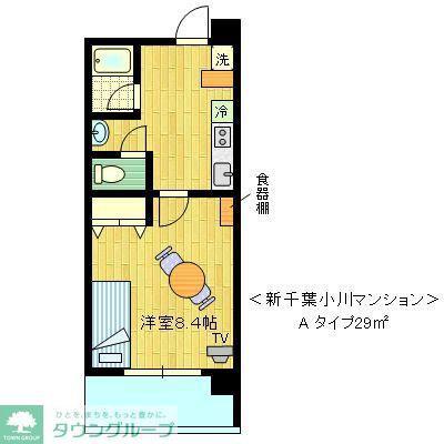 新千葉小川マンション(1K/1階)の間取り写真