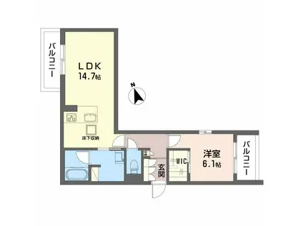 ラ メゾン 大門(1LDK/1階)の間取り写真