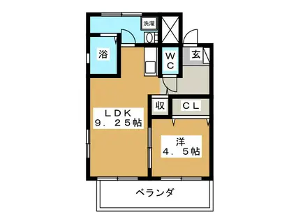 新世ビル(1LDK/4階)の間取り写真