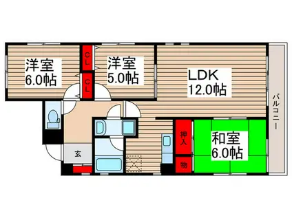 ドミール川越(3LDK/8階)の間取り写真