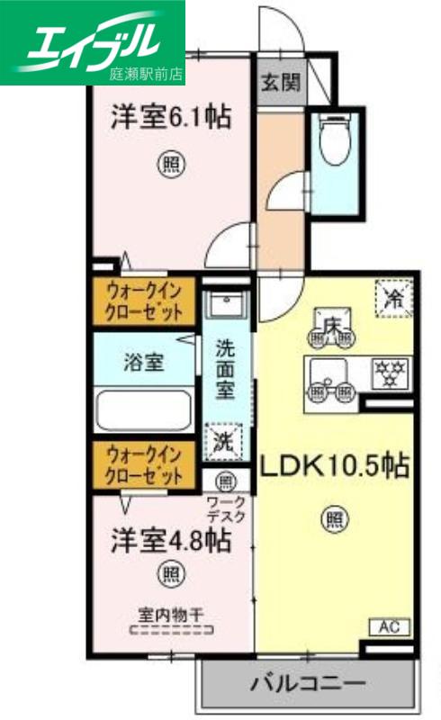 セレスト ブルー(2LDK/1階)の間取り写真
