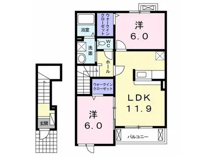 エトワール ポレール II(2LDK/2階)の間取り写真