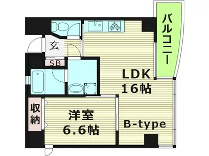 プロシート桜之宮(1LDK/2階)の間取り写真