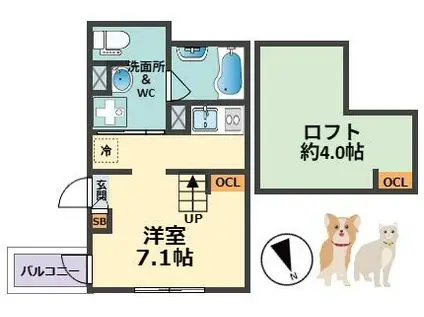 LOULOU今津(1K/2階)の間取り写真