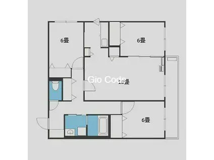 ZABO HILLS TOYOHIRA イースト・ウエスト(3LDK/2階)の間取り写真