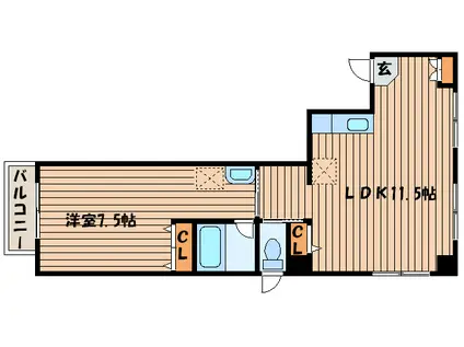 第5宏友ハイツ(1LDK/2階)の間取り写真