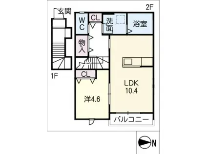 チッタ新舞子(1LDK/2階)の間取り写真
