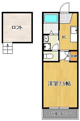 ベルヒルズ黒崎インター(1K/4階)の間取り写真