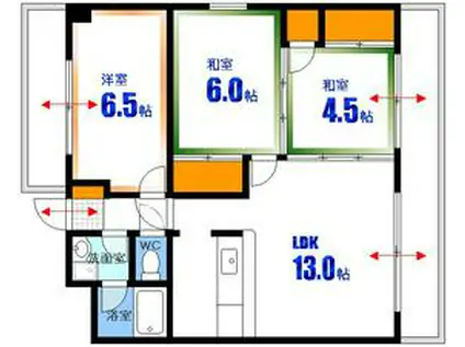 サンロード西村(3LDK/7階)の間取り写真