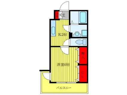 Uハイム(1K/2階)の間取り写真