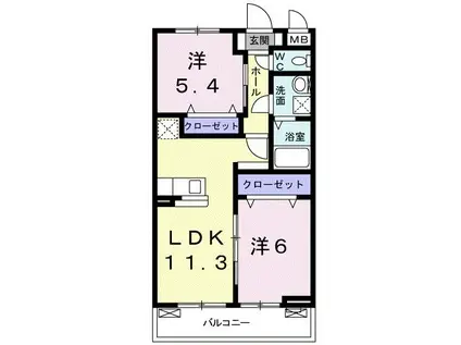 リゼオ湘南(2LDK/2階)の間取り写真