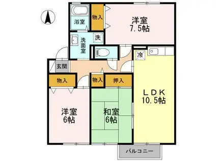 アムール中央(3LDK/2階)の間取り写真