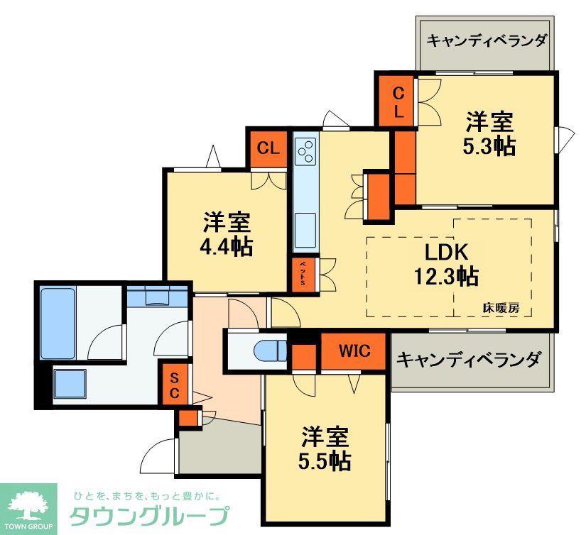プランドール南流山(3LDK/3階)の間取り写真