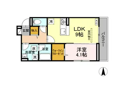 D-ROOM東深津(1LDK/1階)の間取り写真