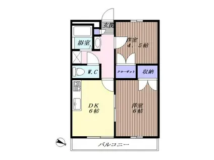 APレジデンス阿賀崎(2DK/3階)の間取り写真