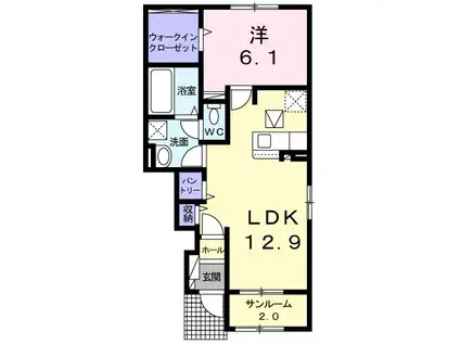 グランファミリアII(1LDK/1階)の間取り写真
