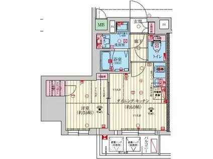 ファーストフィオーレ尼崎ウエスト(1DK/2階)の間取り写真