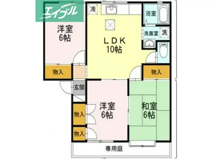 ドミトリー・サヴァーブA棟(3LDK/1階)の間取り写真