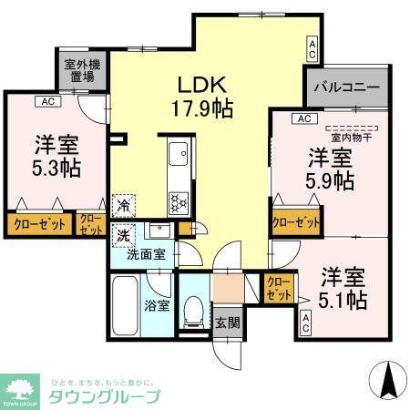 MOCRAFT中葛西(3LDK/2階)の間取り写真