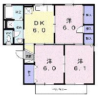 サンワハイツA(3DK/2階)の間取り写真