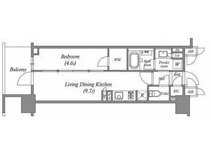 NIDO南千住(1LDK/6階)の間取り写真