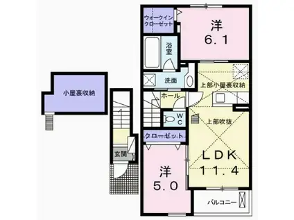 ベル フルールI(2LDK/2階)の間取り写真