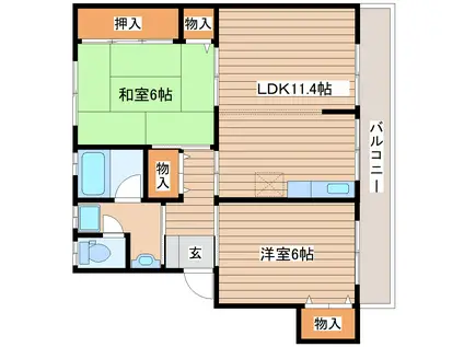 ルミナス南光台東(2LDK/2階)の間取り写真