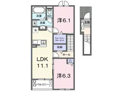 セリーンガーデン IV(2LDK/2階)の間取り写真