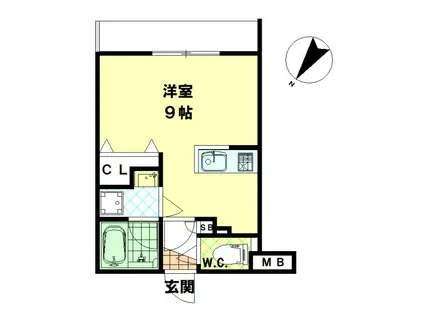 ロワイヤルB(ワンルーム/1階)の間取り写真