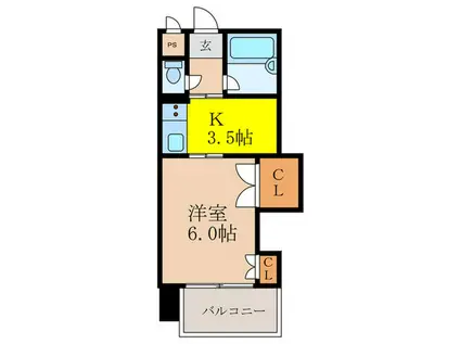 グレイスフル第3東三国(ワンルーム/6階)の間取り写真