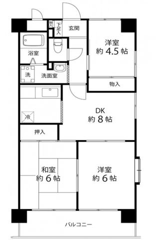 TS GARDEN蕨II(3DK/5階)の間取り写真