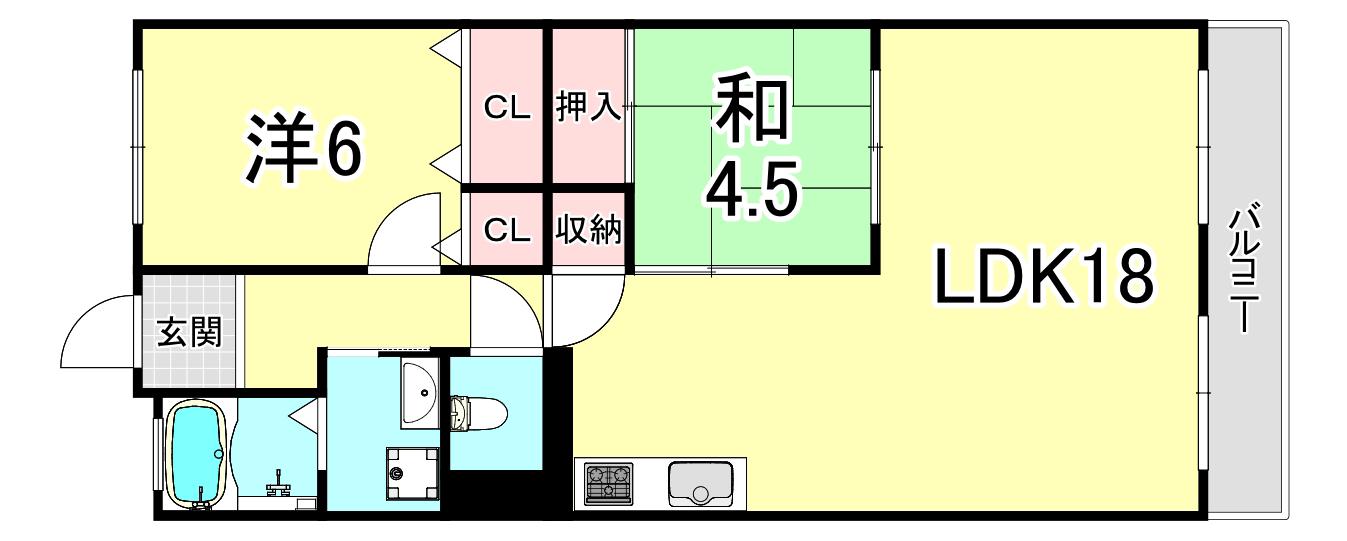 エクセル舞子(2LDK/4階)の間取り写真