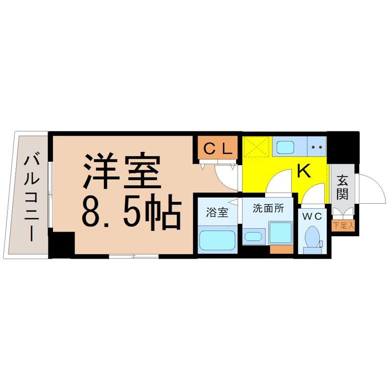 ゲートウェイ尾頭橋(1K/4階)の間取り写真