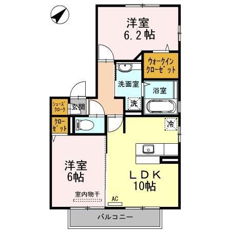 ミラカーサ II棟(2LDK/2階)の間取り写真