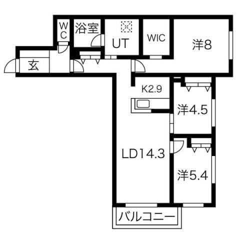CRESCENDO月寒西(3LDK/2階)の間取り写真