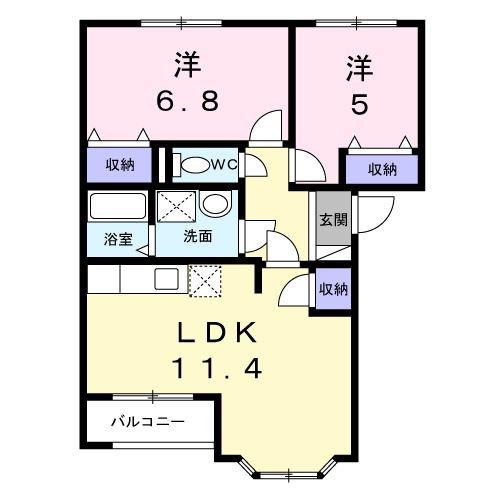 エスペランス(2LDK/1階)の間取り写真