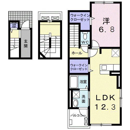 クラール 大島 B(1LDK/3階)の間取り写真