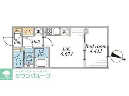 LEGALAND桜新町(1DK/3階)の間取り写真