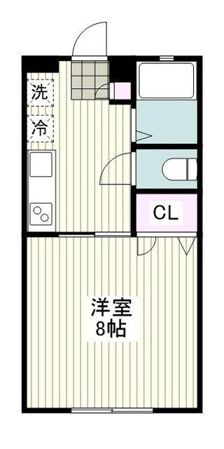 サンヒルズ湘南(1K/2階)の間取り写真
