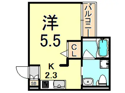 SPRINGCOASTIII(ワンルーム/2階)の間取り写真