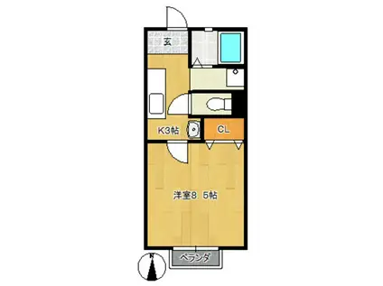 コンフォール(1K/2階)の間取り写真