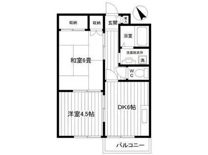 ディアコートイチロー(2DK/3階)の間取り写真