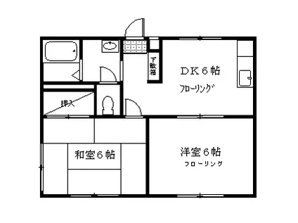 ミルリーフ(2DK/1階)の間取り写真