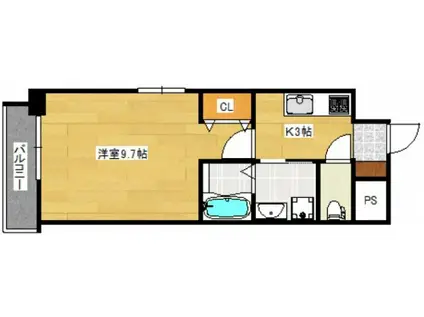 DAMIER HIRANOMACHI ダミエヒラノマチ(1K/8階)の間取り写真