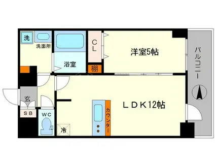 プレサンス難波ヴィータ(1LDK/14階)の間取り写真