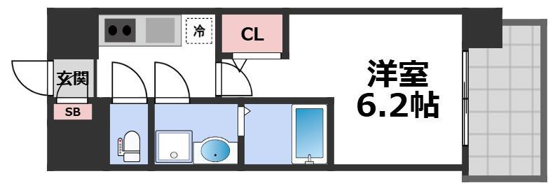 エスリード大阪城イースト(1K/10階)の間取り写真