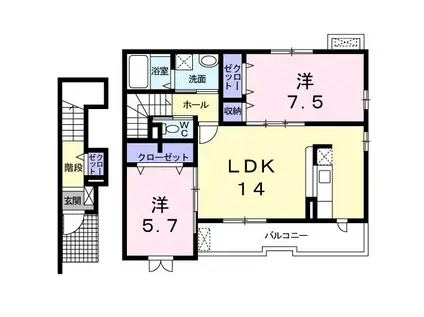 ジュゲーム・マセキ(2LDK/2階)の間取り写真