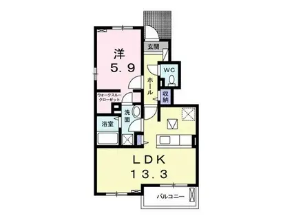 エスペランサ樋之口 A(1LDK/1階)の間取り写真