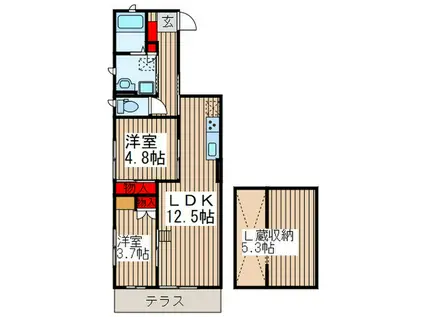 リトルリバー(2LDK/1階)の間取り写真